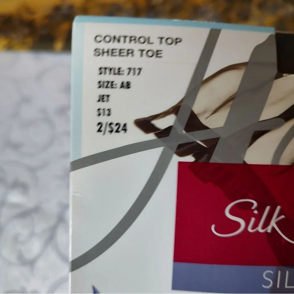 Hanes Jet Black Silky Sheer Panty Hose Size AB